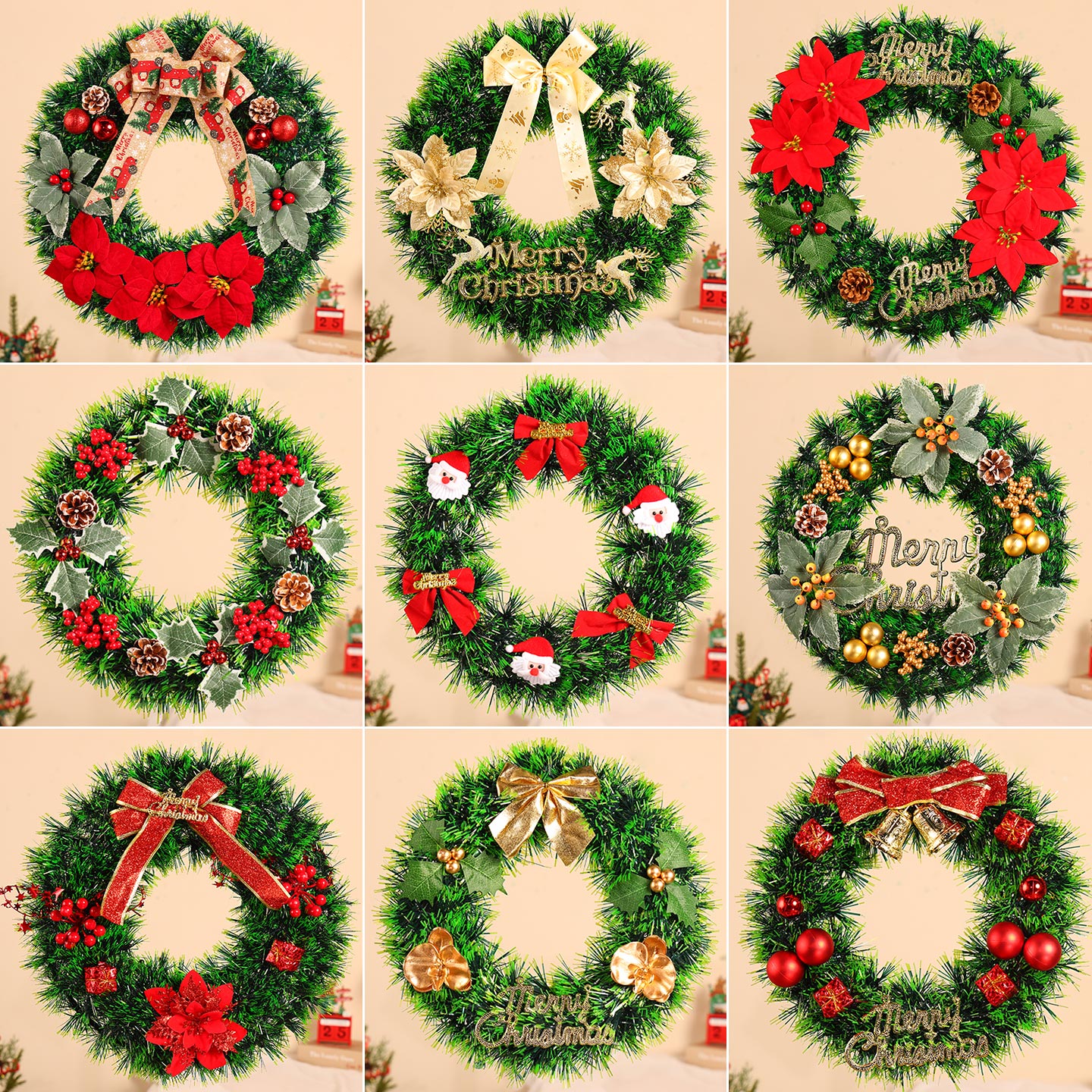 圣诞节装饰花环挂件场景氛围布置