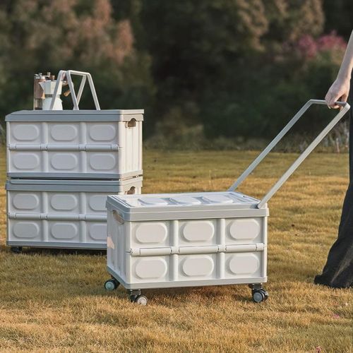 汽车车载后备箱收纳箱p户外露营置物箱折叠野营整理木盖野餐储物