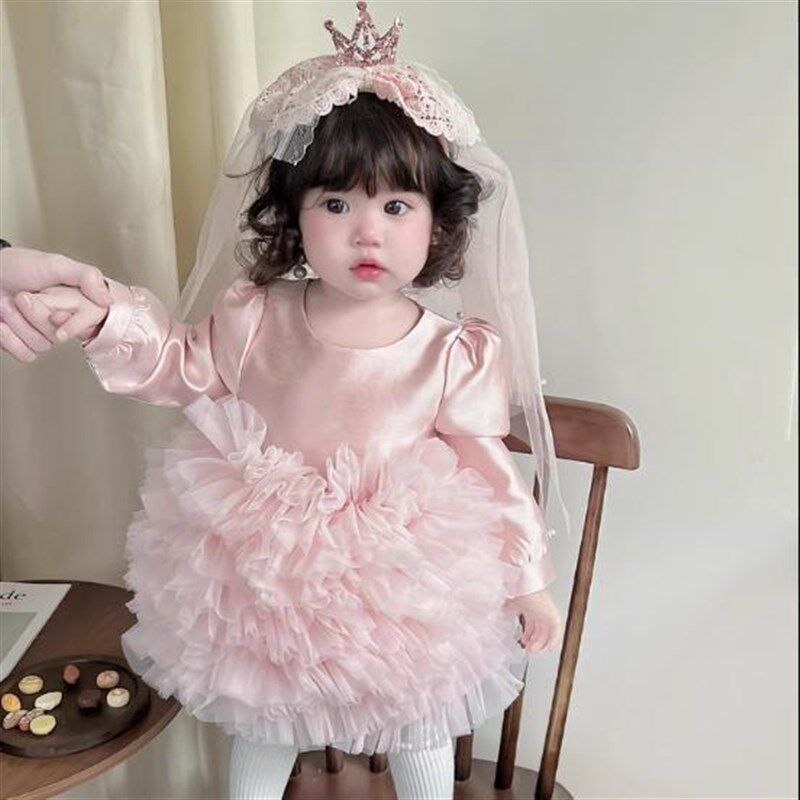 春秋公主裙女童连衣裙女宝生日周岁礼服婚纱缎面走秀花童蓬蓬裙,童装/婴儿装/亲子装,儿童礼服,淘宝优惠券,粉丝福利购,淘宝优惠卷