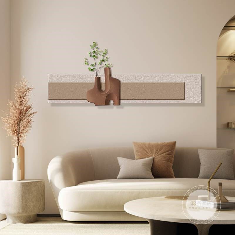 客厅装饰画高级j感砂岩画侘寂风卧室床头画极简立体沙发背景墙挂