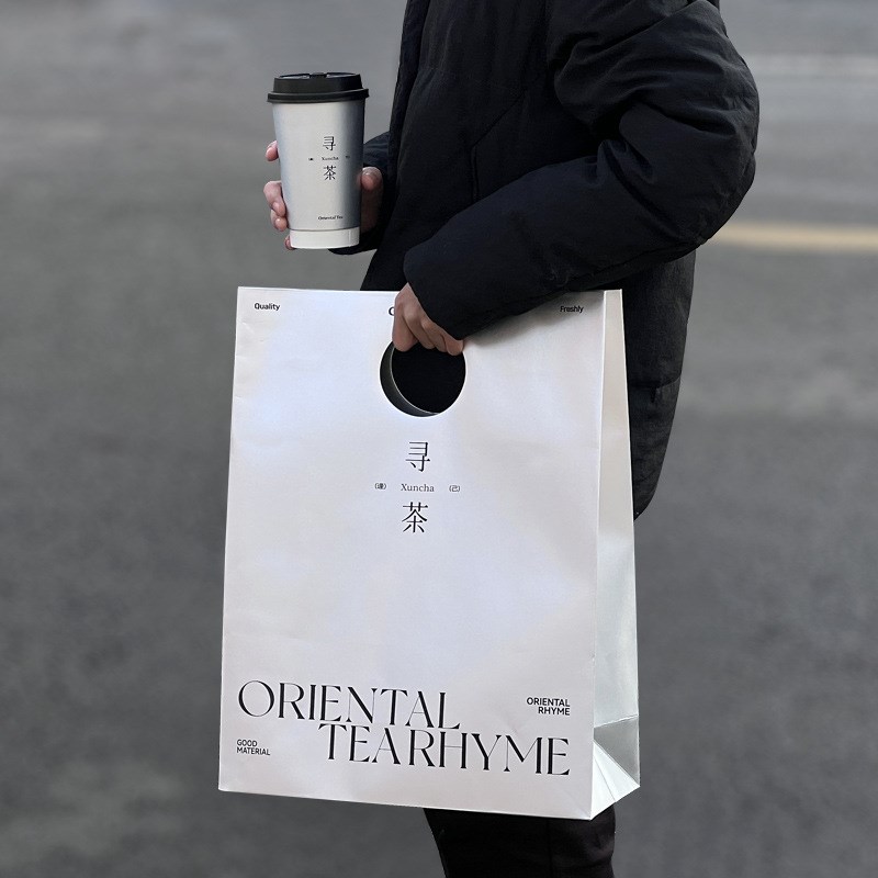 新中式银卡纸国风茶饮奶茶杯一次性纸杯咖啡杯子热饮外带打包