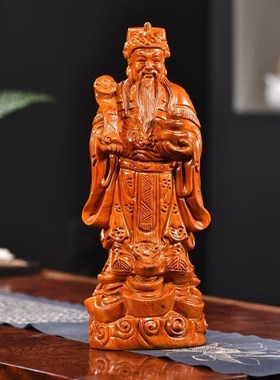 花梨木雕财神爷佛像摆件实t木质神像家居客厅公司桌面摆设工艺礼