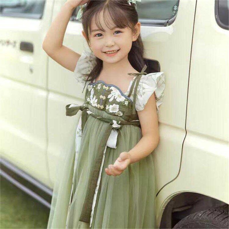 女童汉服夏季新中式绿色古风唐制儿童宝宝公主裙子薄款国风连衣裙,童装/婴儿装/亲子装,汉服,淘宝优惠券,粉丝福利购,淘宝优惠卷