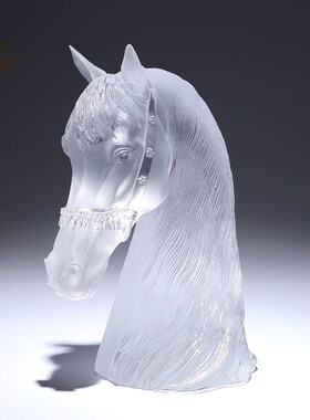 琉璃中东b马头摆件马到成功水晶工艺品办公室客厅酒柜桌面装饰艺