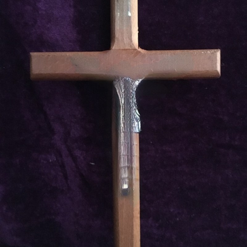 20厘米天然实木木十字架挂件手持赠送金属人物像联系客服看细节图
