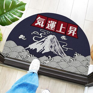 起贝日式开门见山地垫蓝色进门半圆丝圈地毯入户门口玄关门垫脚垫