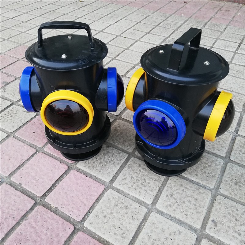 6伏立式扳道器信号灯 光控充电四面防护信号灯 手提指示灯