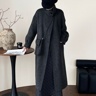 滔川挎包腰带双面羊毛大衣女24冬时尚 大衣8652 立领中长款