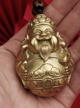 纯铜财神爷手把件男士随身把玩z黄铜招财可爱女用解压文玩长辈送