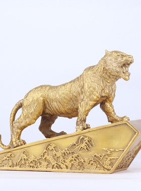 抖优严选纯铜老虎上山虎铜摆件客厅书房办公P室公司前台霸气装饰