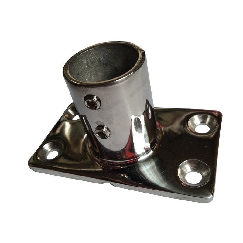 船用316不锈钢管座 遮阳棚甲板扶手底座斜管座游艇配件 方底管座