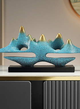 新中式办公d室假山摆件样板间茶室家居软装饰品客厅电视柜玄关摆