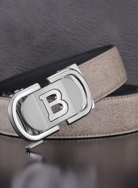 新款B字母男士真皮自动扣灰色皮带韩版潮流休闲百搭高尔夫裤腰带