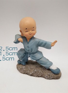 小沙弥可爱禅意小和尚摆件v办公室办公桌书房书柜书桌创意博古木