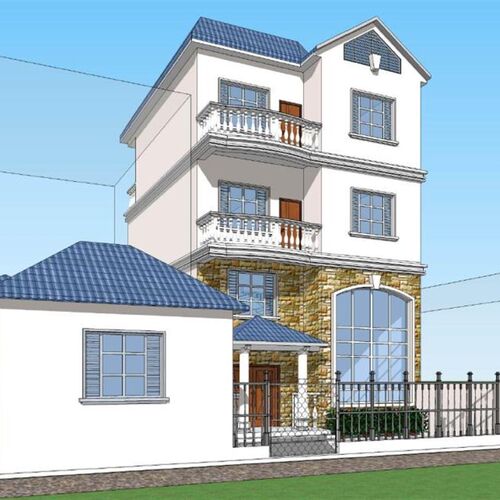 82x106 三层农村别墅x设计图复式户型建筑施工图效果图旋转楼梯