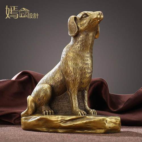 筆十二生肖狗摆件纯铜招财旺财守财金钱狗客M厅摆设新居入宅乔迁