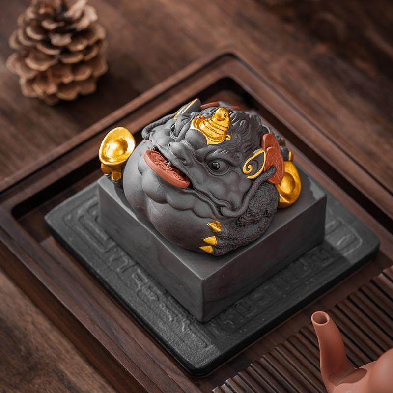 紫砂印章貔貅茶宠精品可养手工招财装饰茶台茶道茶具配件茶桌摆件