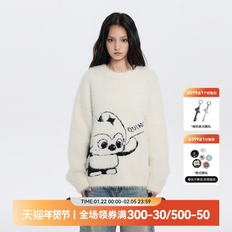 QUARTER IN NIGHTquinny quinny套头毛衣针织衫美式复古休闲街头,男装,针织衫/毛衣,淘宝优惠券,粉丝福利购,淘宝优惠卷
