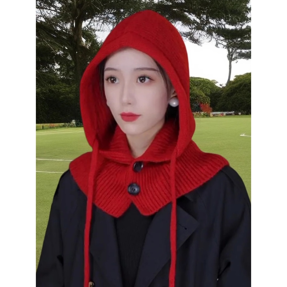 巴拉克拉法帽女秋冬季保暖针织帽子围脖一体骑行防风寒套头显脸小