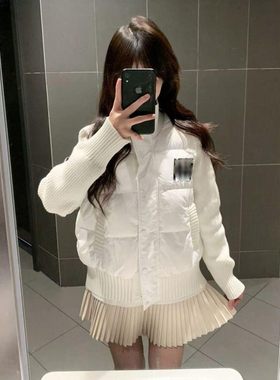 2025新款慵懒少女感拼接立领拉链棉服冬季多巴胺保暖百搭休闲外套