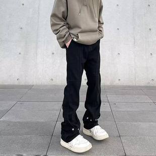 港风潮男夏季新款2025个性字母牛仔裤嘻哈ins潮高街潮流痞帅长裤