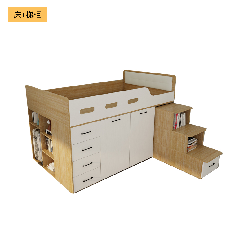 儿童床储物收纳半高床男女衣柜床小户型上床下抽拉衣柜.一体组合