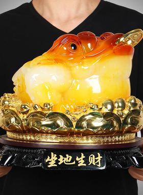 招财金蟾摆件坐地生财金蝉办公室客厅收银柜台店铺开业礼品聚宝摆