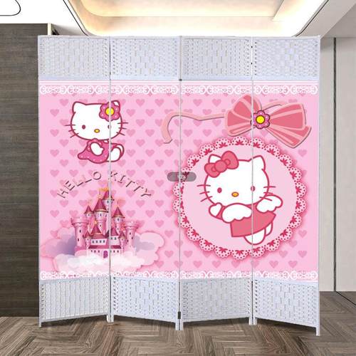 简易卡通屏风隔断客厅卧室办公室可折叠移动简约现代白色遮床家用