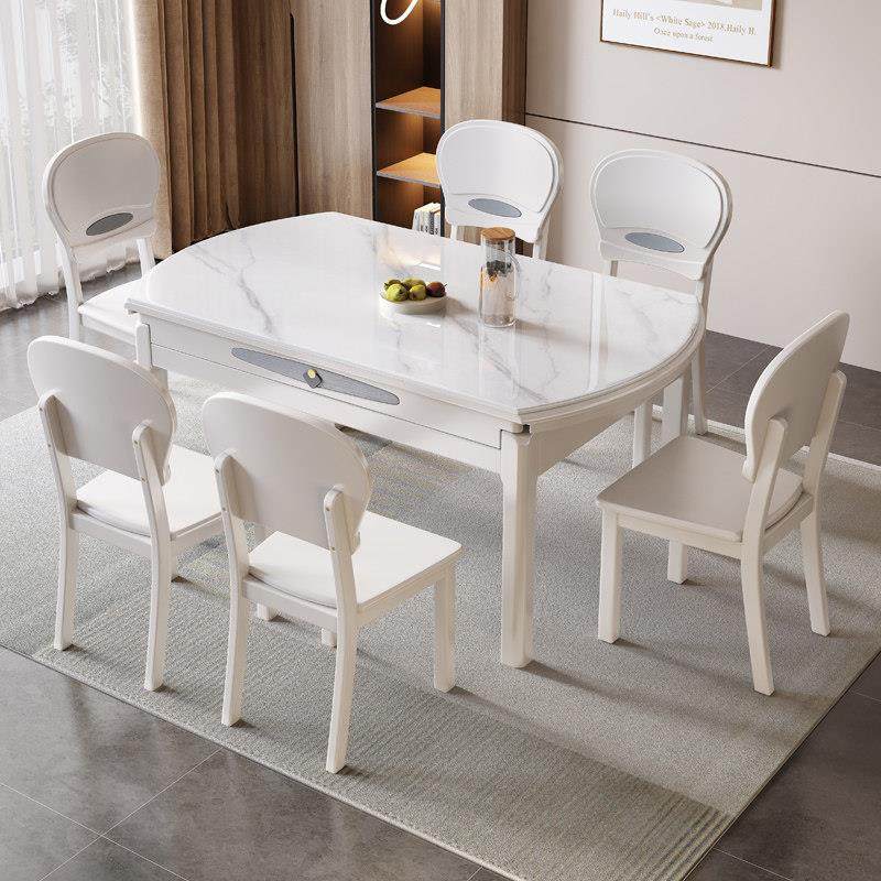 现代简约光感流晶石全实木餐桌椅岩板木轨家用桌子方圆两用可折叠,住宅家具,岩板餐桌,淘宝优惠券,粉丝福利购,淘宝优惠卷