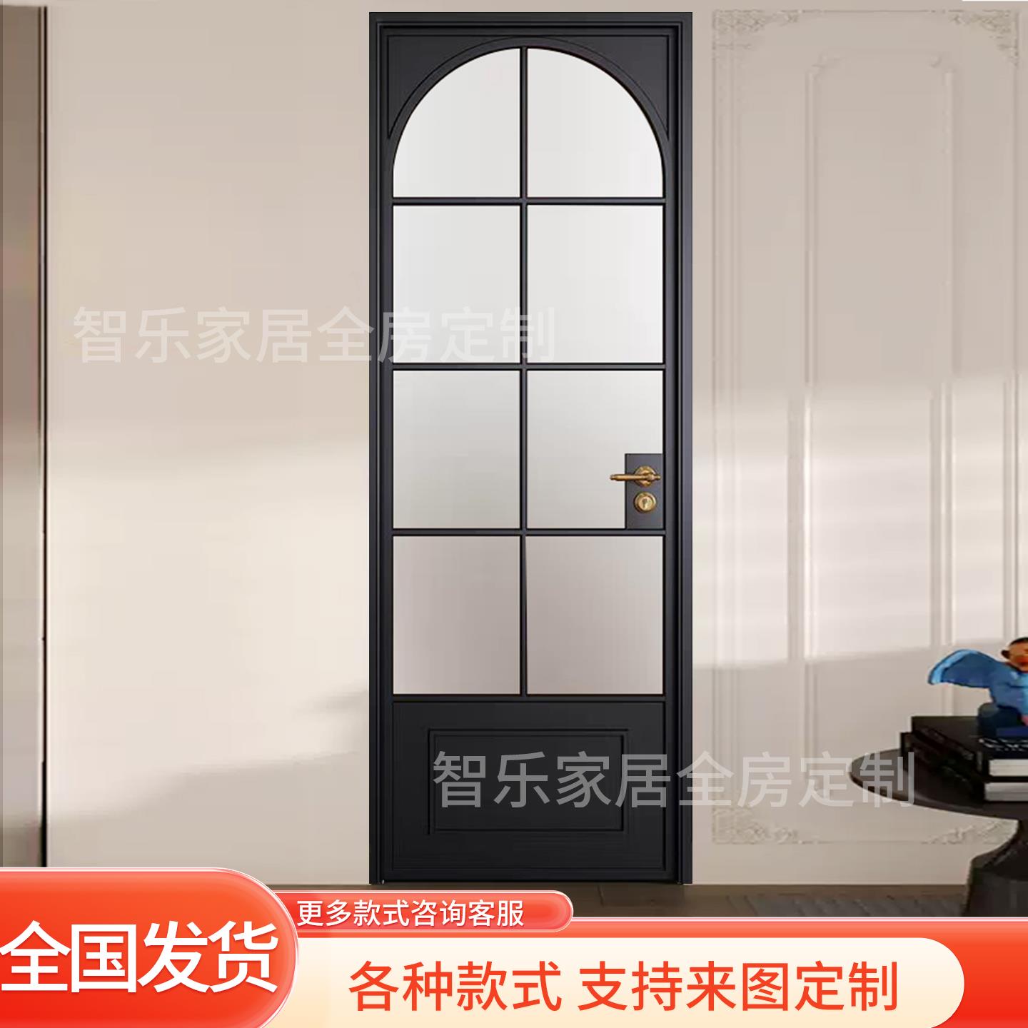 长沙卫生间门厕所厨房门折叠移门吊轨极窄复古风铝合金玻璃房门