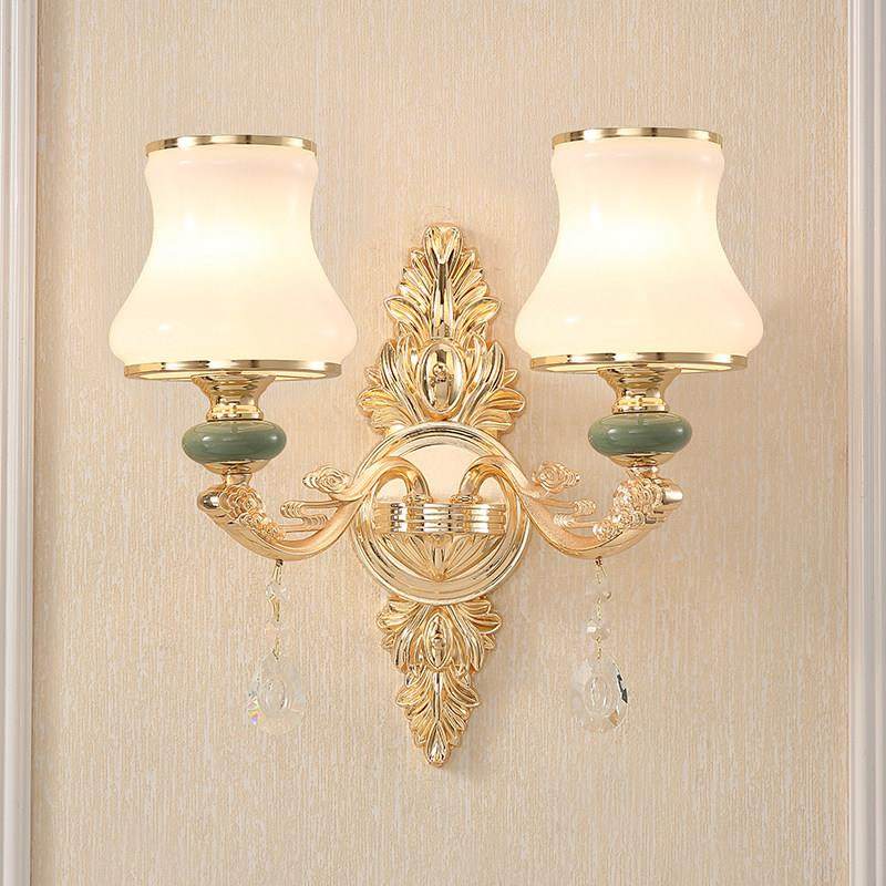 欧式壁灯卧室床头灯客厅电视背景墙灯过道免接线 线免布线 线电池