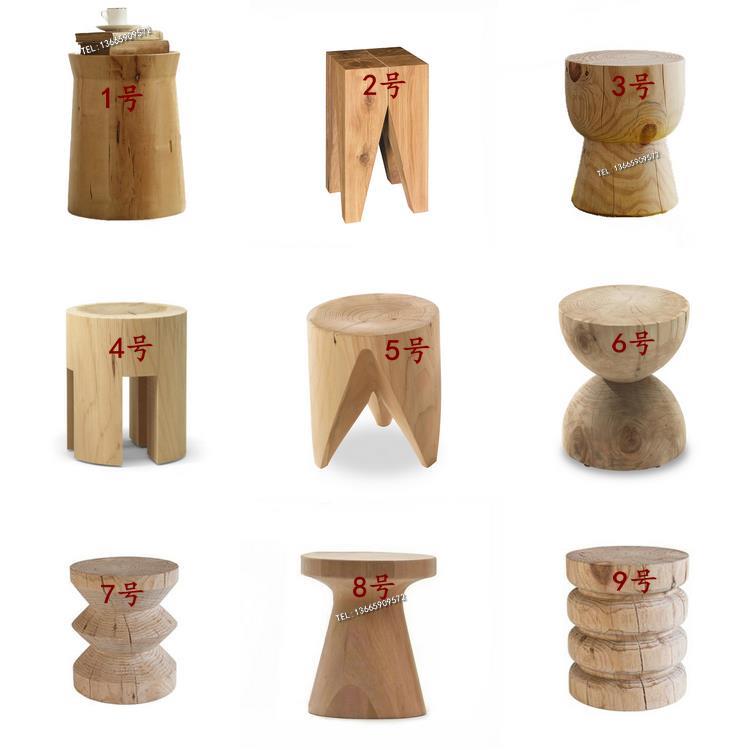 原木实木墩子根雕凳子树桩木桩底座实木茶几茶桌配凳花架圆木凳树