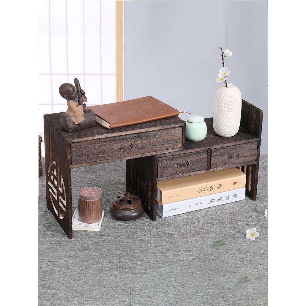 家用桌面整理置物架办公电脑桌上小书架学生收纳盒家居抽屉式药盒