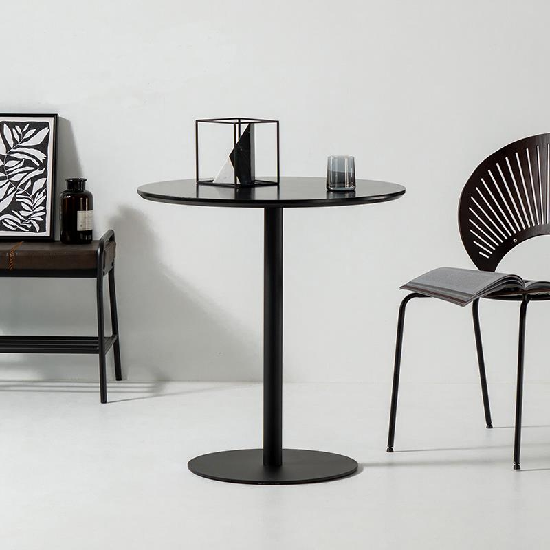 北欧户外阳台桌子实木餐桌简约岩板小圆桌奶茶店售楼处接待洽谈桌