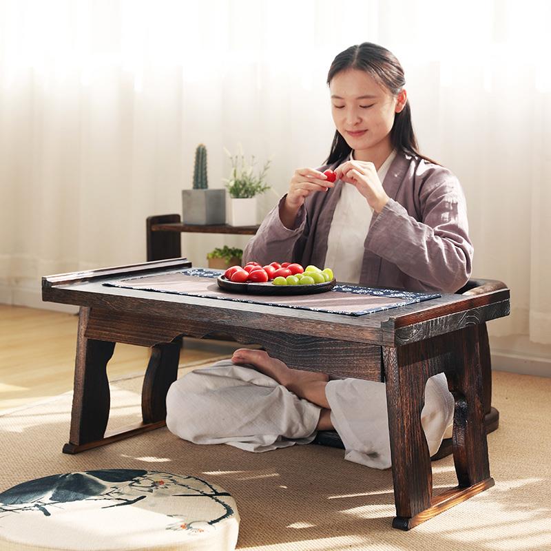 实木阳台飘窗小茶几可折叠家用榻榻米床上坐地矮桌子中式茶桌炕几