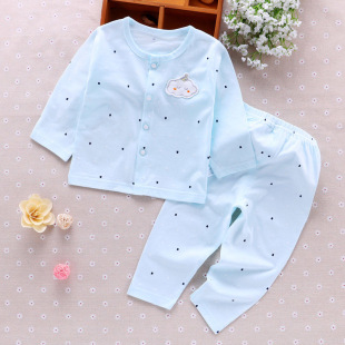 三6八个月宝宝衣服夏装薄款两件套纯棉100天婴儿S空调服夏季分体