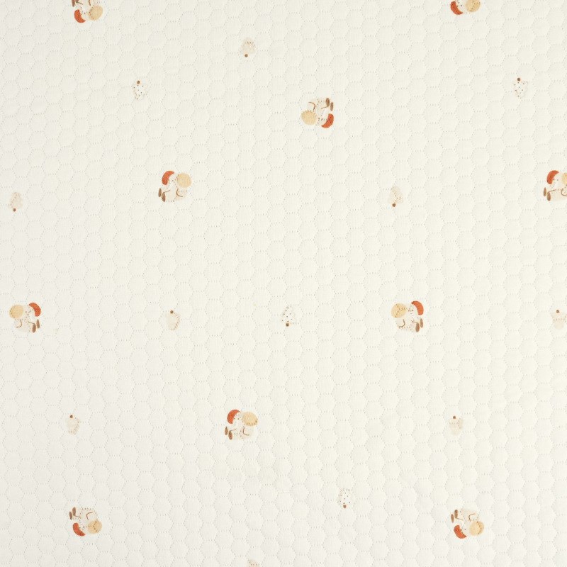 330g加厚三层保暖夹棉面料全棉夹丝布空气棉蜂窝彩棉印花空气层