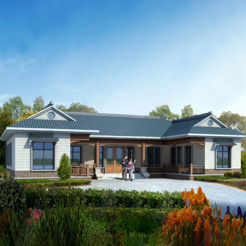 A122新农村一层简单宅基地自z建房别墅设计图纸建筑施工样图效果