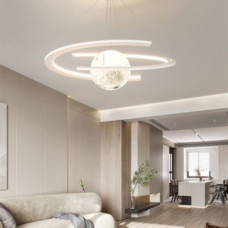 北欧创意简约螺旋星球圆形客厅餐厅书房间卧室艺术环形月球吊灯具,家装灯饰光源,客厅吊灯,淘宝优惠券,粉丝福利购,淘宝优惠卷