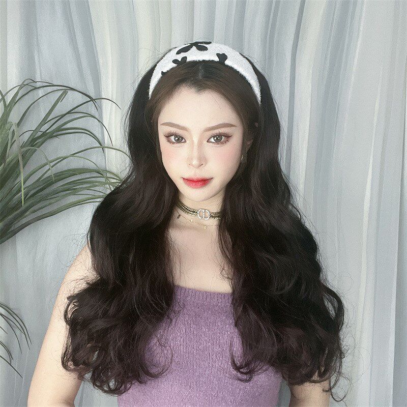 现货假发女发箍一体式自然大波浪长卷发片U型半头套发箍假发图片