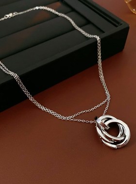 锆石交叉圆环创意项链冷淡风小众气质锁骨链个性设计百搭项饰