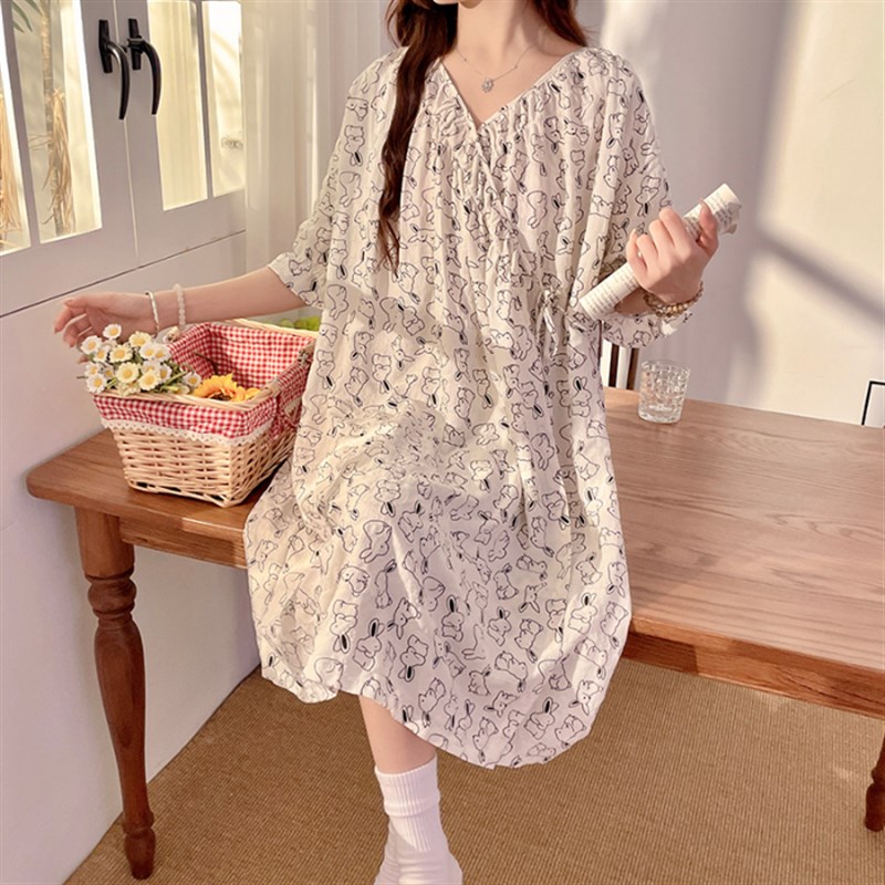 睡裙女夏季云朵棉和服p睡袍薄款日系碎花甜美睡衣孕妇可外穿家居