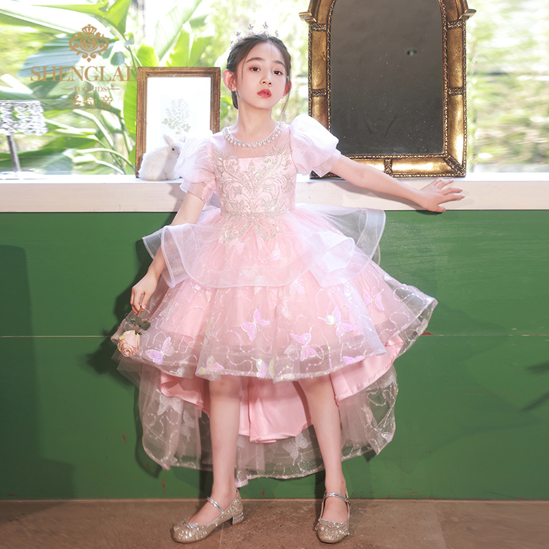 公主裙女童高端礼服轻奢小众粉色儿童G小主持人钢琴演奏走秀演出