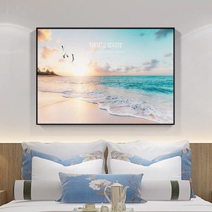卧室装饰画现代简约床头挂画房间轻奢主卧单幅晶瓷镶钻画宾馆壁画