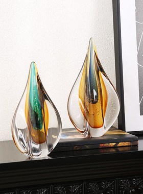 彩色水滴琉璃艺术摆件现代简约客厅酒店样板间博古架桌面装饰送礼