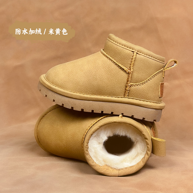 真皮儿童雪靴冬季防水防滑小童冬C鞋保暖大棉鞋男童鞋子女童靴子