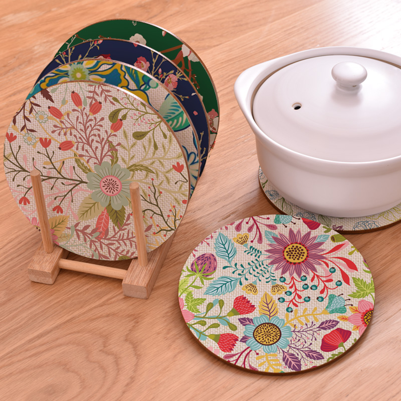 2个装 家用防滑木质隔热垫北欧防烫餐桌垫盘子垫杯垫砂锅垫碗垫子