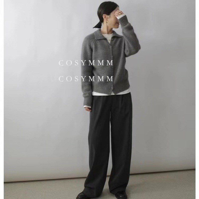 新款羊毛开衫女针织外套100毛衣韩版羊毛衫翻领设计感小众针织衫