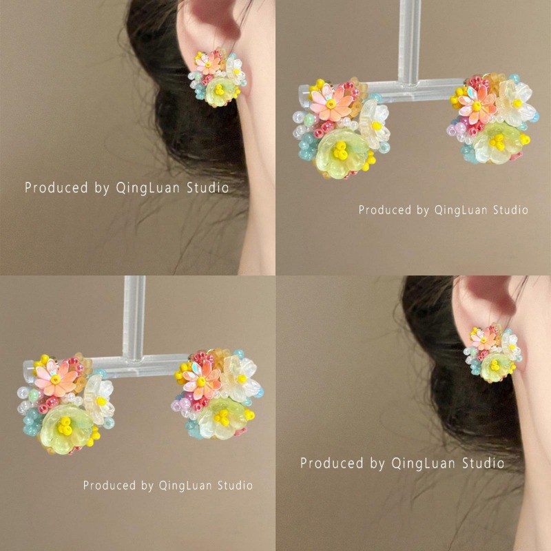 花期~多巴胺夏日氛围感花朵耳钉甜美少女气质耳环度假风小众耳饰