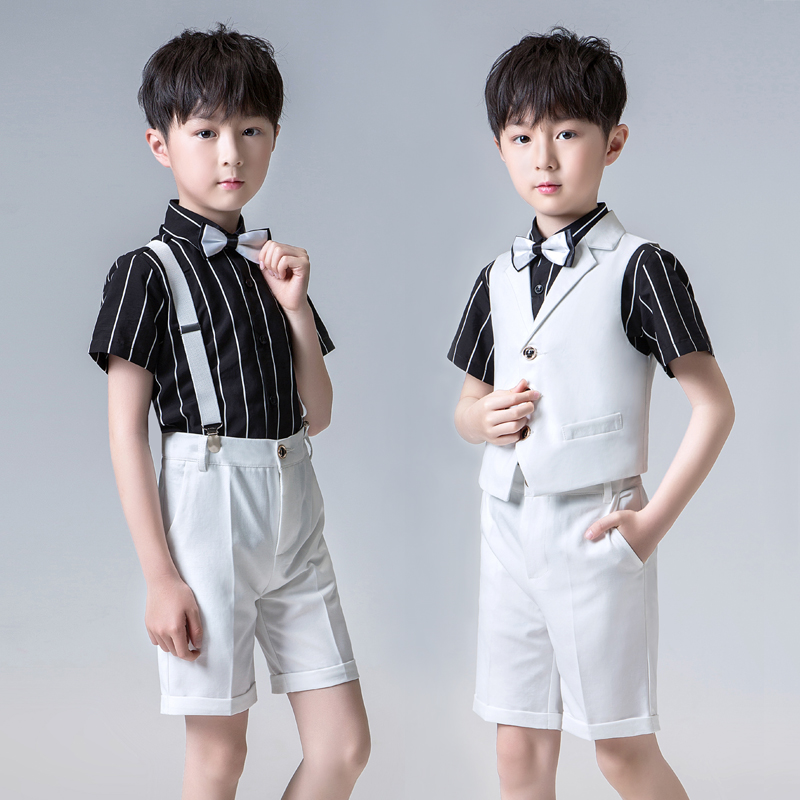 儿童小主持人服装男童夏季男生y十岁生日礼服西装套U装2023新款正